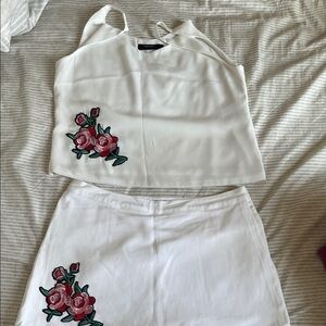 White Floral Embroidered Skirt